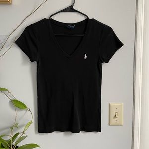 Ralph Lauren Classic V-neck T-shirt with Embroidered Logo